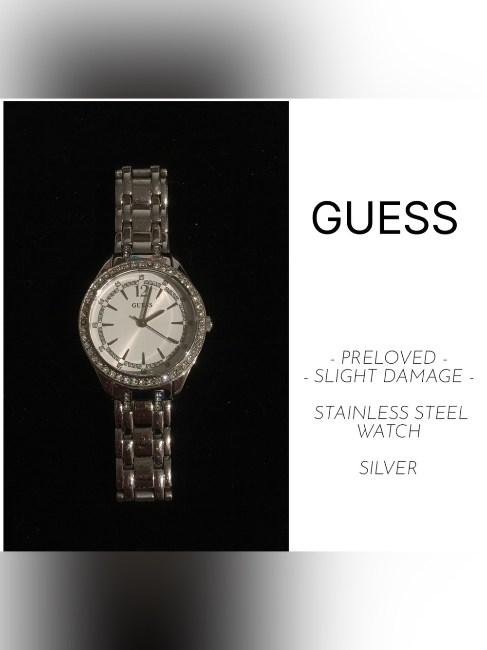 GUESS - PRELOVED SLIGHT FLAW - SILVER STAINLESS STEEL WATCH / BRACELET
